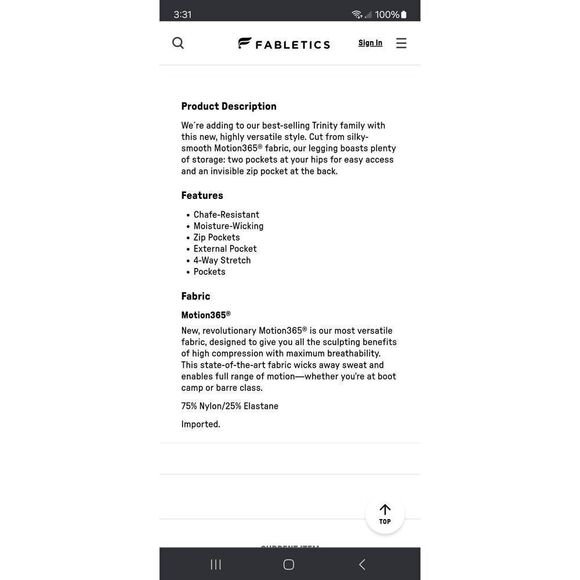 New Small Fabletic Black Willow Bark Motion365 Trinity Hi Waist Utility Legging - Picture 7 of 9